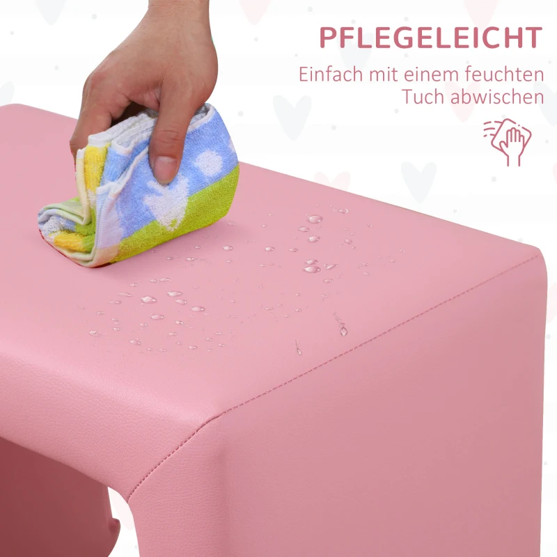 HOMCOM 2-in-1-Kindersofa Tisch und Stuhl Set multifunktionaler für Kinder Kindercouch Kindersessel Minisofa Minisessel Kinderzimmer für Kinder von 3 bis 9 Jahre Rosa