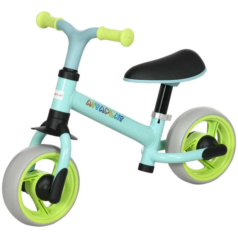 AIYAPLAY Bicicleta de Equilibrio para Niños de 18-48 Meses con Asiento Ajustable en Altura 66,5x34x47 cm Verde y Turquesa
