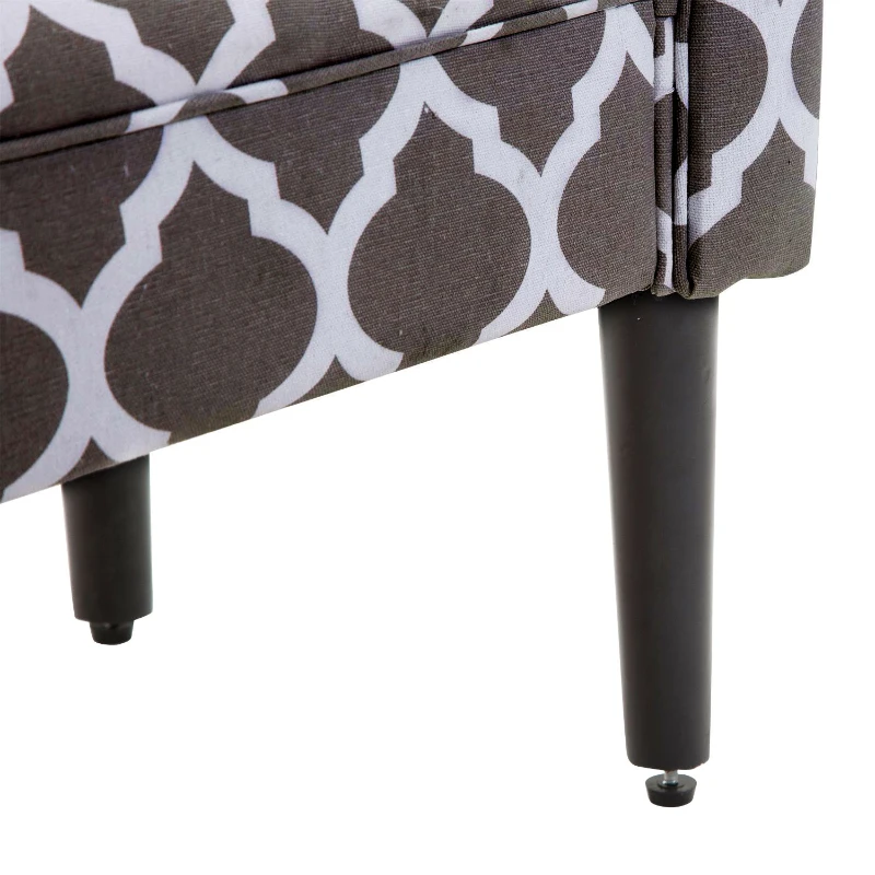 HOMCOM Banco Pie de Cama Banqueta para Dormitorio con Brazos Tapizada y Patas de Madera para Recibidor Salón 132x45,5x58 cm Gris Estampado