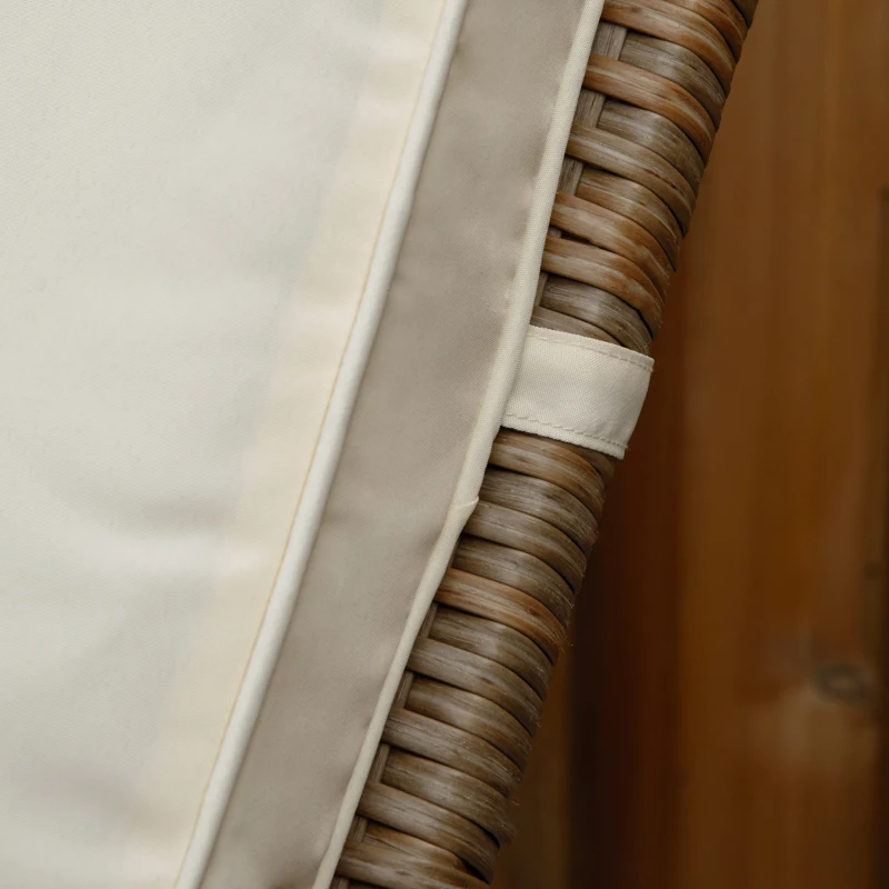 Outsunny Cuscino per Lettino Prendisole con Rivestimento Poliestere Sfoderabile, 188x53x8cm, Bianco Crema