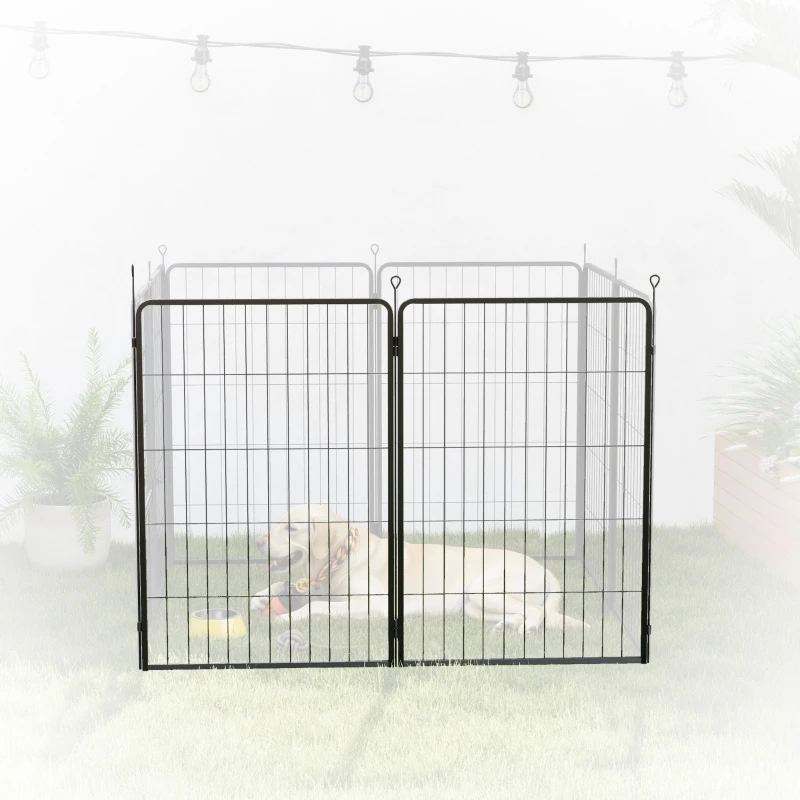 PawHut Two-Piece Dog Pen Expansion Pack for Large Dogs, 100cm Tall Animal Pen with Three Connecting Stakes