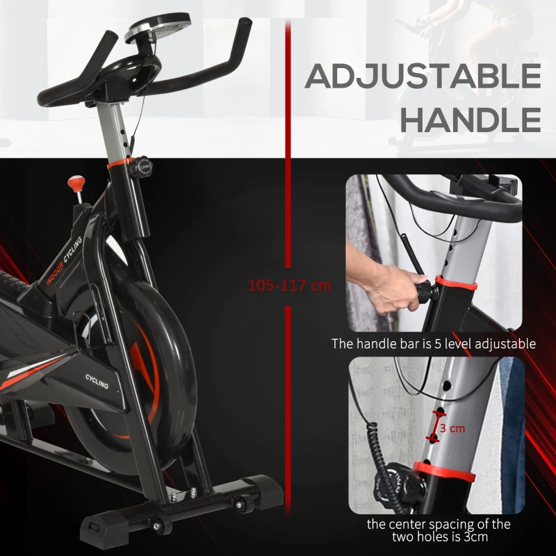 HOMCOM Stationary Exercise Bike 10kg Flywheel Gym Office Cycling Training Fitness w/ LCD Monitor, Protection Mat