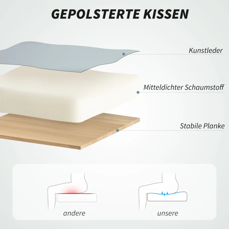 Vinsetto Bürostuhl, Drehstuhl mit Wippfunktion, höhenverstellbar, Kunstleder, bis 120 kg, Hellgrau(m-5)