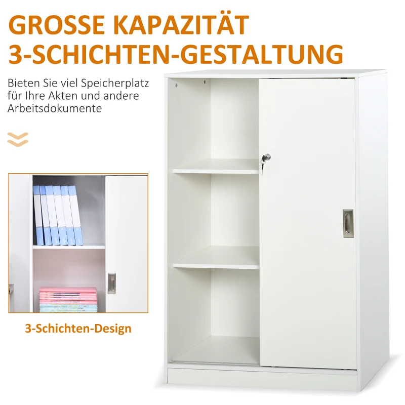 HOMCOM Aktenschrank mit verschließbarer Tür, inklusive 2 Schlüsseln, 80 cm x 40 cm x 120 cm, Weiß
