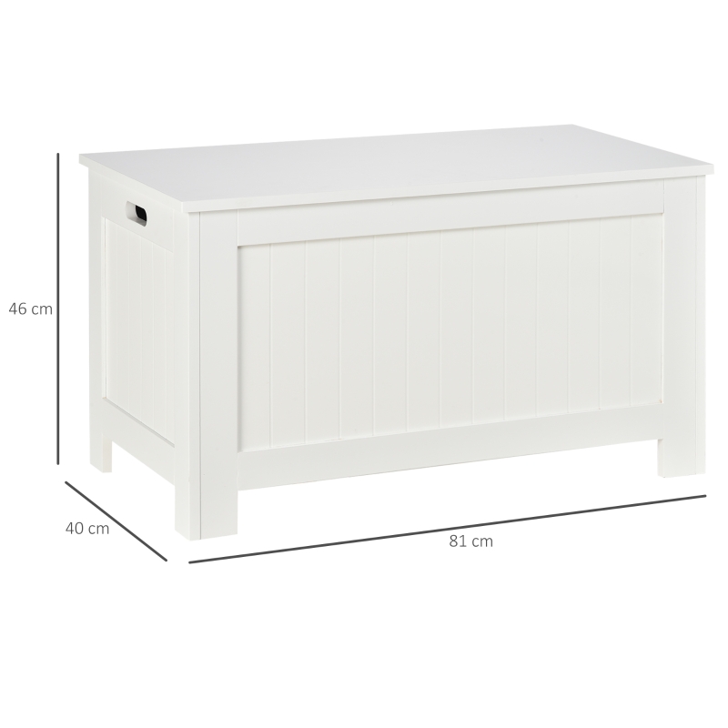 HOMCOM Baúl de Almacenaje con Tapa Baúl de Almacenaje Versátil con Bisagra de Seguridad para Pasillo Salón 81x40x46 cm Blanco