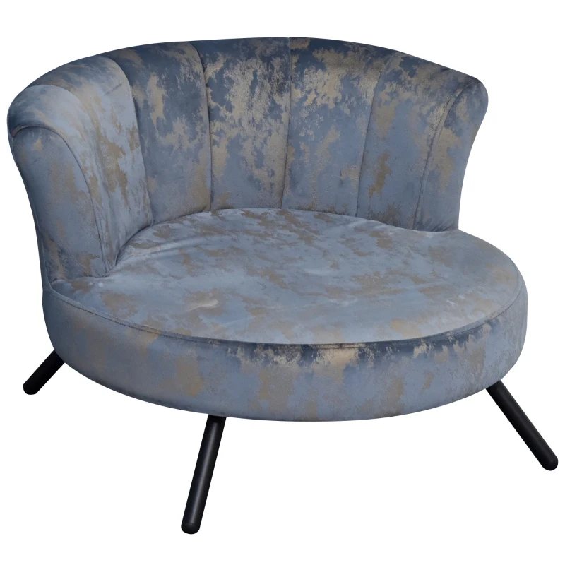 PawHut Divano per Cani di Piccola Taglia e Gatti con Rivestimento in Velluto Blu e Oro