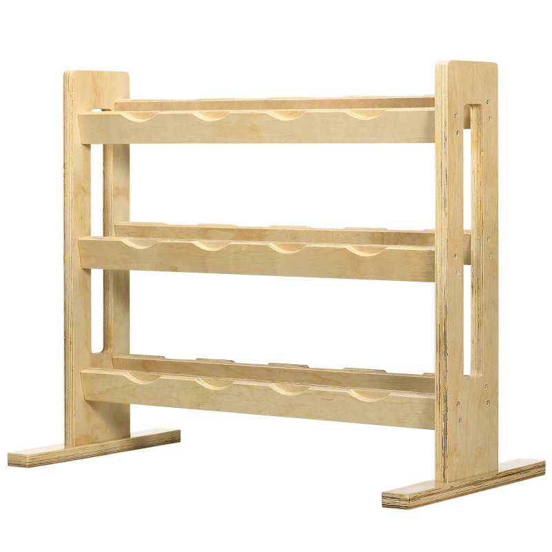 HOMCOM Hantelständer, für 12 Hanteln, bis 150 kg, 3 Ebenen, Buchenholz, 118 x 60 x 100 cm