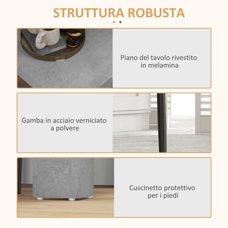 HOMCOM Set da Pranzo 3 Pezzi con Tavolo da Cucina 80x80x76 cm e 2 Sedie Moderne 41x50x97 cm, Grigio