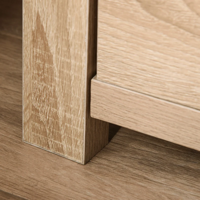 HOMCOM Nachttisch mit 2 Schubladen Nachtschrank mit Kippschutz moderner Nachtkommode Natur 48 x 39 x 52 cm