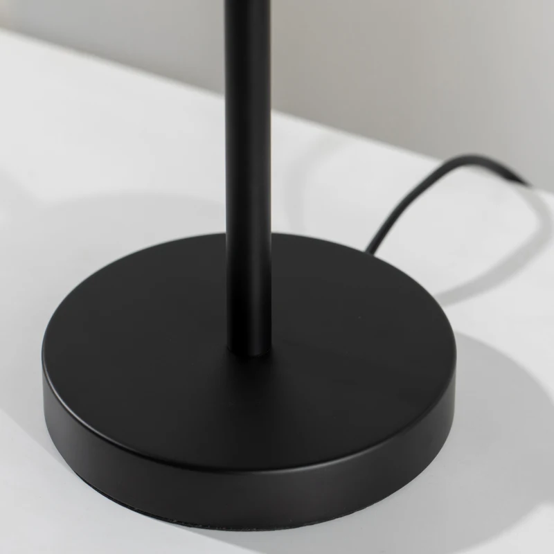 HOMCOM Tischleuchte im Vintage-Design, Lampenschirm aus Rattan, 25 cm x 25 cm x 47 cm, Natur + Schwarz