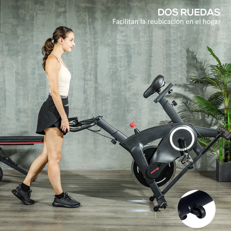 SPORTNOW Bicicleta Estática de Interior con Volante de Inercia de 15 kg Monitor LED con Pulsómetro Manillar y Asiento Ajustables