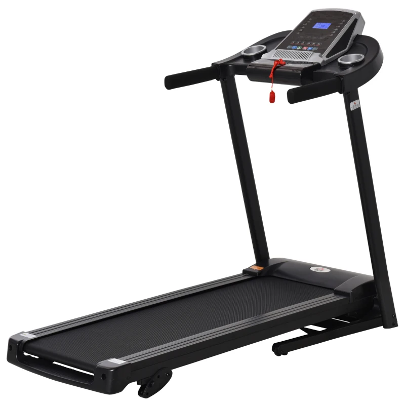 HOMCOM Tapis Roulant Elettrico Pieghevole Salvaspazio, Tapis Roulant Professionale con Display LED e 12 Programmi, Velocità 1-12km/h, Potenza 500W, per Casa e Ufficio, Nero