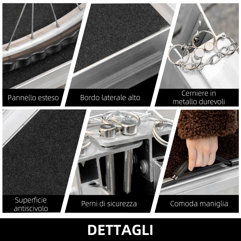 HOMCOM Rampa per Sedia a Rotelle in Alluminio Ripiegabile (61 x 72cm)