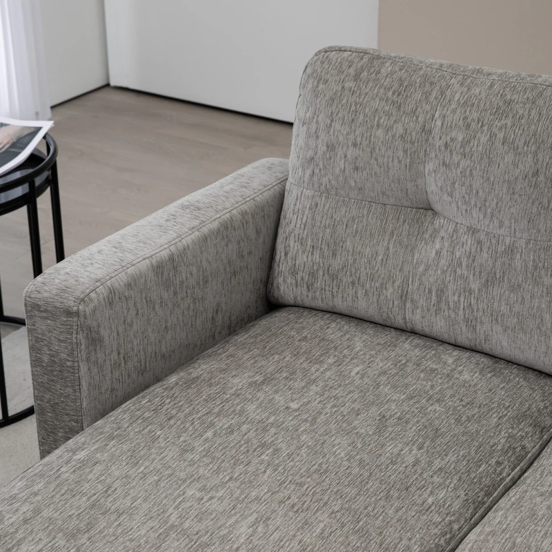 HOMCOM Sofá Esquinero en Forma de L Tapizado Poliéster Sofá Chaise Longue Reversible con 3 Cojines 186x130x84cm Marrón Topo(m-9)