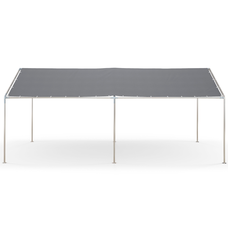 Outsunny Carpa Garaje para Coche 3x6 m Cochera Portátil Impermeable con Toldo de Tela PE y Marco de Acero Galvanizado Gris