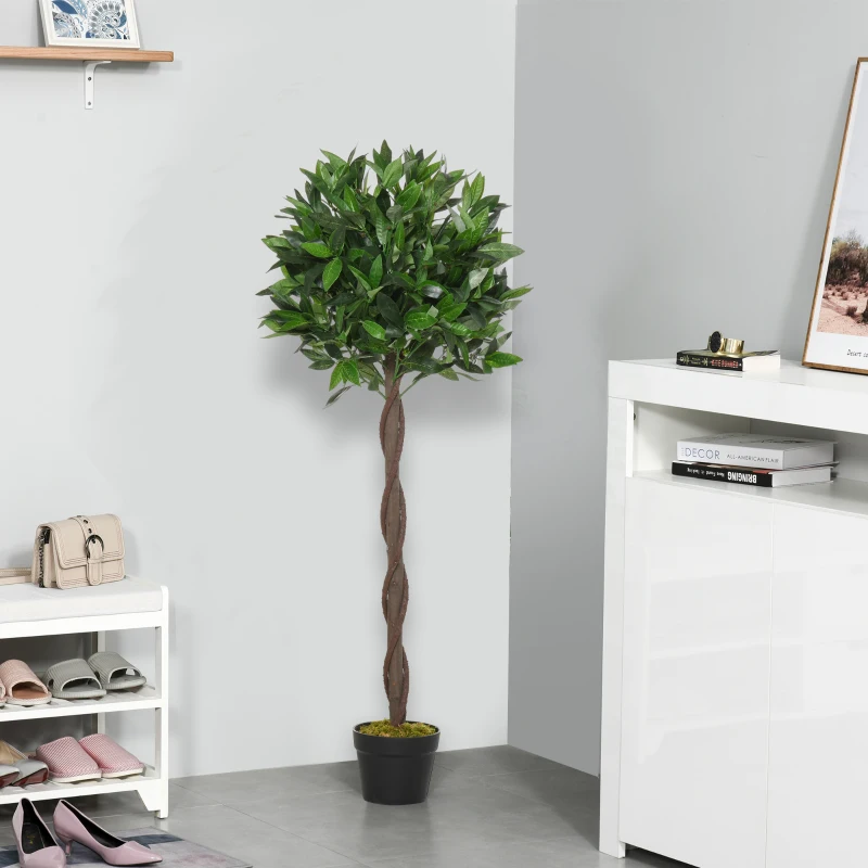 Outsunny Set di 2 Alberi di Alloro in Vaso, Piante Finte in Plastica Altezza 120cm per Interni
