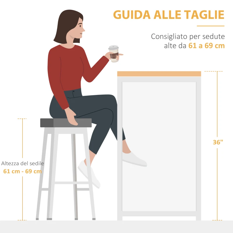 HOMCOM Bancone Bar Pieghevole Stile Industriale con Scaffale a 3 Ripiani, 120x76x91.4cm
