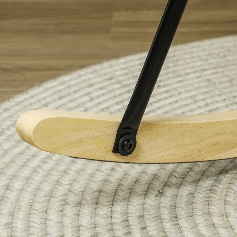 HOMCOM Schaukelstuhl, dicke Polsterung, breite Rückenlehne, Buchenholz/Stahlrahmen, bis 120 kg, Beige(m-8)