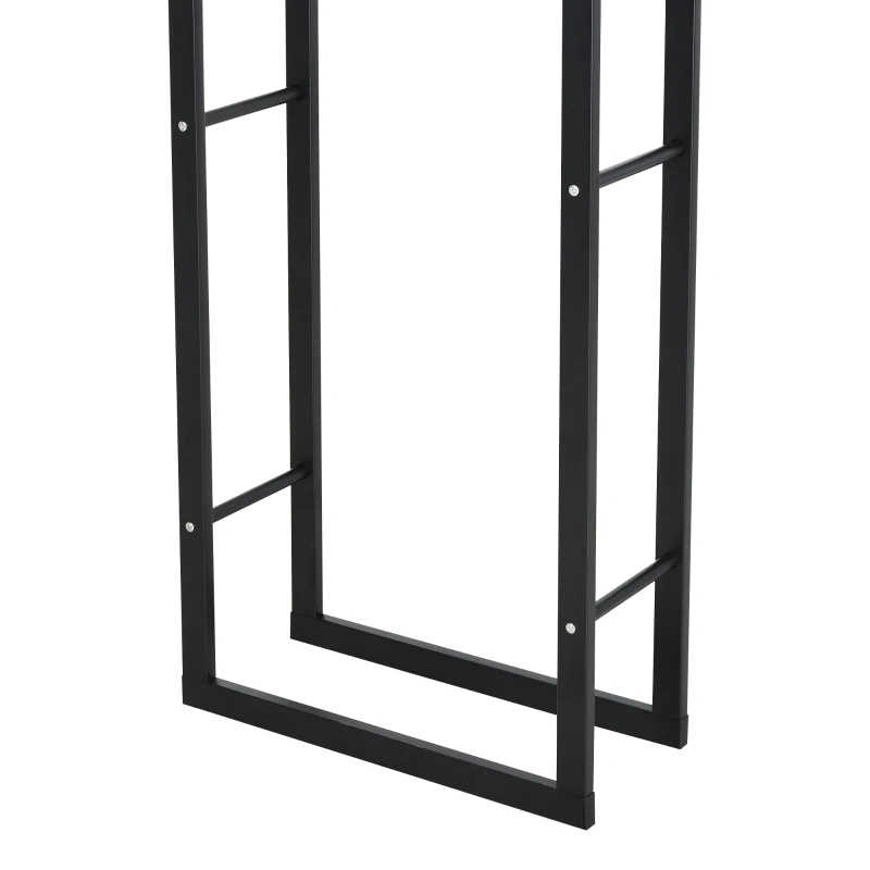 HOMCOM Porta Legna Verticale in Metallo Nero da Interni ed Esterni con Portata 100 kg max, 60x25x150 cm