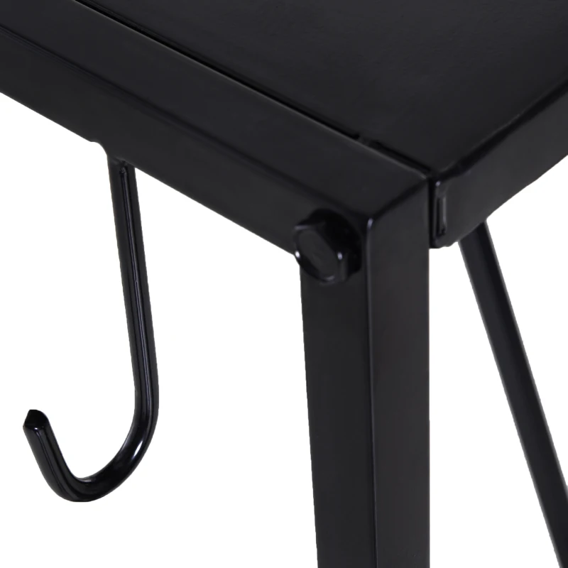 Outsunny Portalegna da Interno ed Esterno Salvaspazio in Metallo con Paletta, Scopino, Attizzatoio e Pinza, 34x34x111cm, Nero