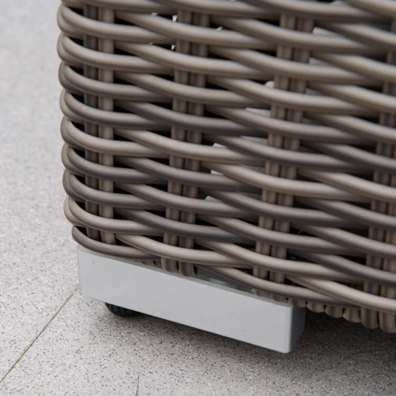 Outsunny Poly-Rattan Sonnenliege 3-tlg. Gartenliege mit 6-Fach Verstellbarer Rückenlehne Beistelltisch Nackenkissen Gartenmöbel Aluminium Grau 60 x 195 x 91 cm