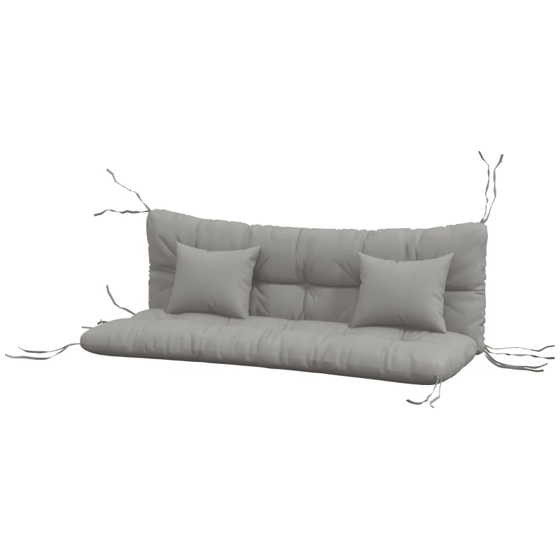 Outsunny Back and Seat Cushion Replacement with 2 Pillows, Patio Chair Cushions Set with Ties, Light Grey
