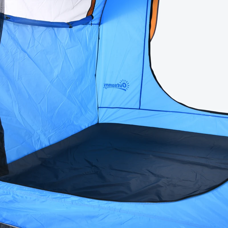 Outsunny Autozelt Campingzelt, 3 Türen, wetterbeständig, 239cm x 210cm x 210cm, Orange + Blau