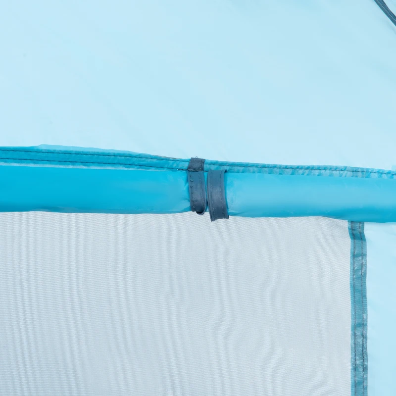 Outsunny Strandmuschel Strandzelt mit UV50+ Sonnenschutz Meshfenster Tragetasche Campingzelt 2-3 Personen Fiberglas Blau 210 x 147 x 120 cm