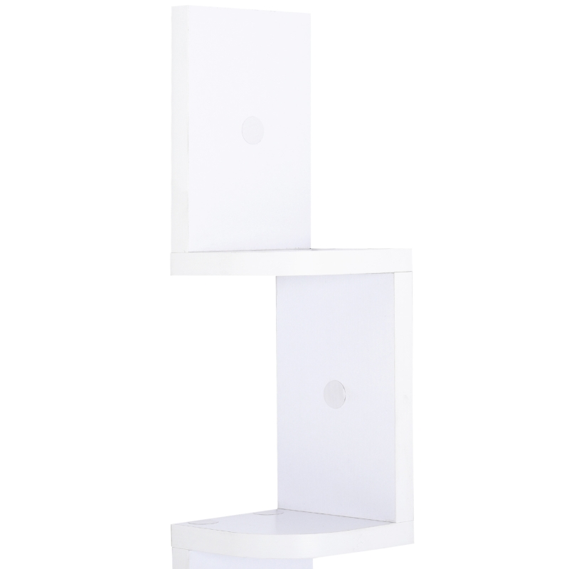 HOMCOM Étagère d'angle Murale à 5 Niveaux Hauteur 120 cm Forme de Zigzag en Bois Blanc