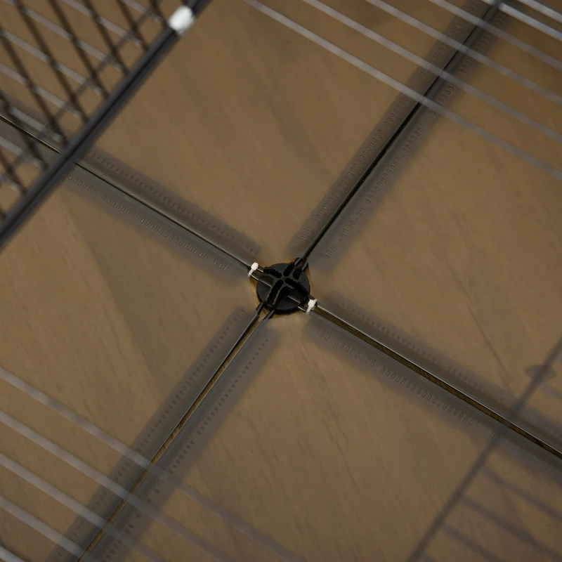 PawHut DIY Pet Playpen with Door Bottom 28 Panels Small Animal Cage for Guinea Pigs, Rabbit, Chinchillas, Grey