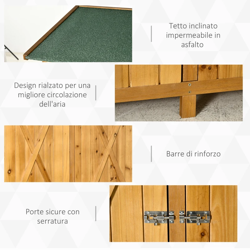 Outsunny Armoire de jardin abri de jardin remise pour outils 2 portes verrou 2 étagères toit bitumé étanche bois sapin pré-huilé