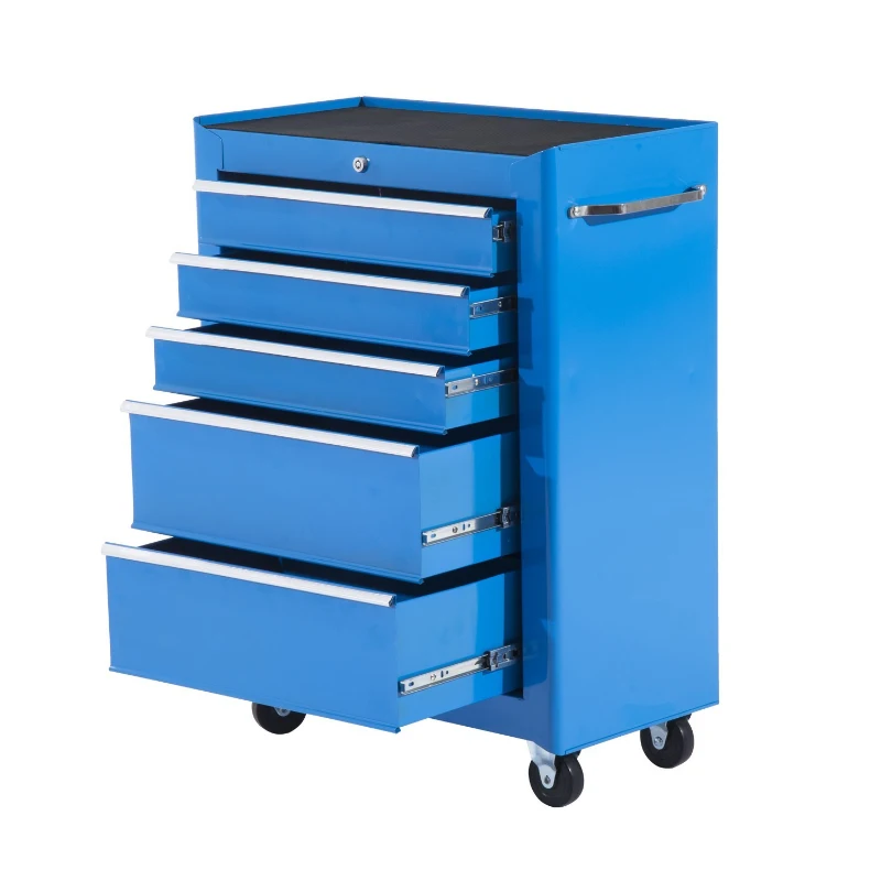 HOMCOM Carrello Porta Utensili Attrezzi Attrezzatura con Cassettiera Azzurro 61.5 x 33 x 82.5cm