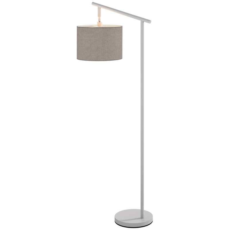 HOMCOM Metal Frame Floor Lamp with 350 Degree Rotating Lampshade, for Living Room and Bedroom, LED Bulb Included, Grey