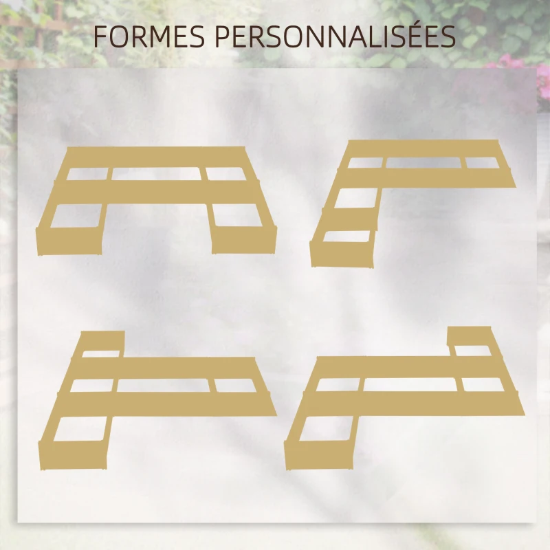 Outsunny Lot de 5 bacs jardinières potagers modulables pour extérieur en bois de sapin, dim. 230L x 230l x 28H cm bois naturel