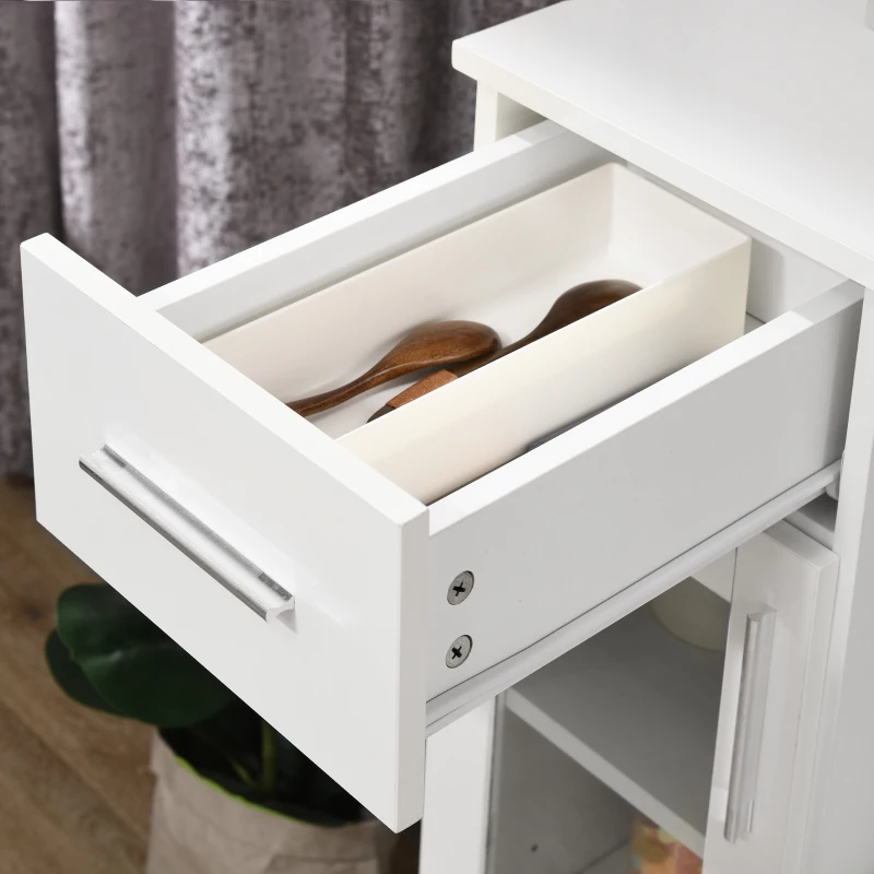 HOMCOM Credenza Moderna con Armadietti e Cassetto in Legno e Vetro, 60x40x95cm, Bianco