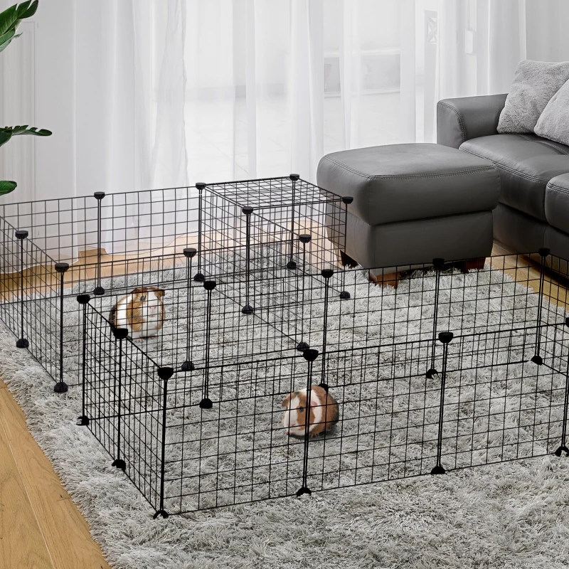 PawHut Cage parc enclos pour animaux domestiques L 106 x l 73 x H 36 cm bords arrondis fil métallique noir