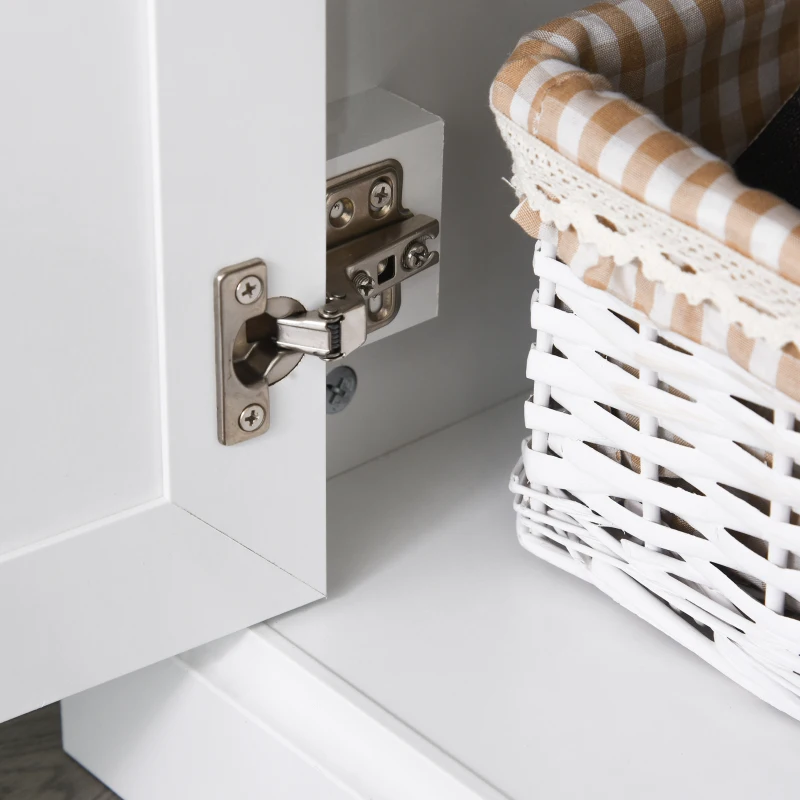 HOMCOM Küchenschrank mit Schublade, Hochschrank mit Glastüren und verstellbaren Ablagen, Küchenbuffet, Kommode, MDF, Spanplatte, 79 x 40 x 180 cm