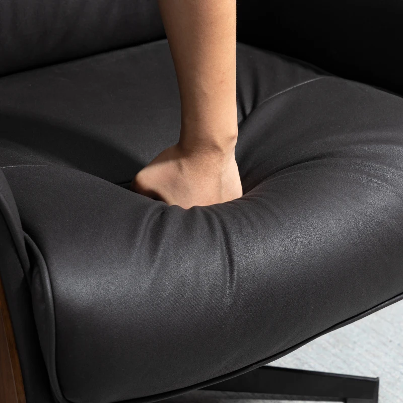 HOMCOM Poltrona Reclinabile con Poggiatesta Regolabile e Seduta Imbottita, in Acciaio e Legno, 84x83x103 cm