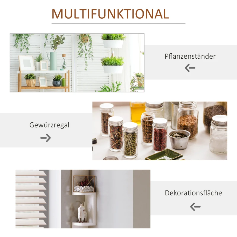 HOMCOM Wandregal Hängeregal Eckregal Zickzackregal Bücherregal Regal Weiß 12 x 12 x 120 cm