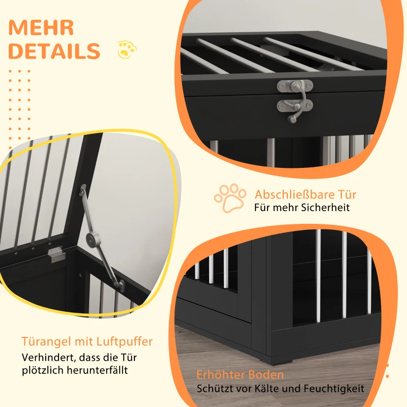 PawHut Hundekäfig Hundebox Hundetransportbox, 2 Türen, verriegelbar, Stahlgitter, 80 cm x 50 cm x 56,5 cm, Schwarz(m-6)