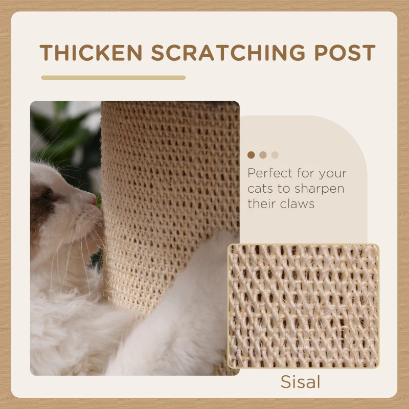 PawHut 96cm Cat Tree for Indoor Cats Kitten Tower Multi level Activity Center Pet Furniture with Sisal Scratching Post Condo Removable Cover Grey