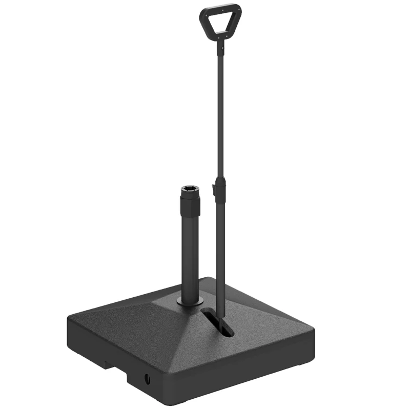 Outsunny Garden Parasol Base with Adjustable Wheels and Handle, Garden Sun Umbrella Base Parasol Stand, Filled Up to 55kg with Stand, 45kg with Water for 35, 38, 48 mm Poles, Black