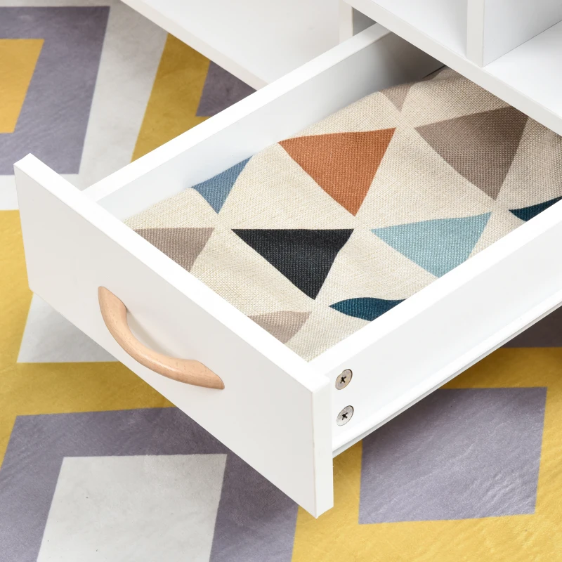 HOMCOM Tavolino da Salotto Moderno con Anta e Cassetto, Tavolino da Caffè per Soggiorno e Ufficio Bianco, 100x50x40cm