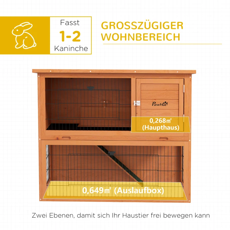 PawHut Kleintierstall Zwergkaninchenstall Nagerstall, wetterbeständig, 123 x 62 x 102 cm, Orange