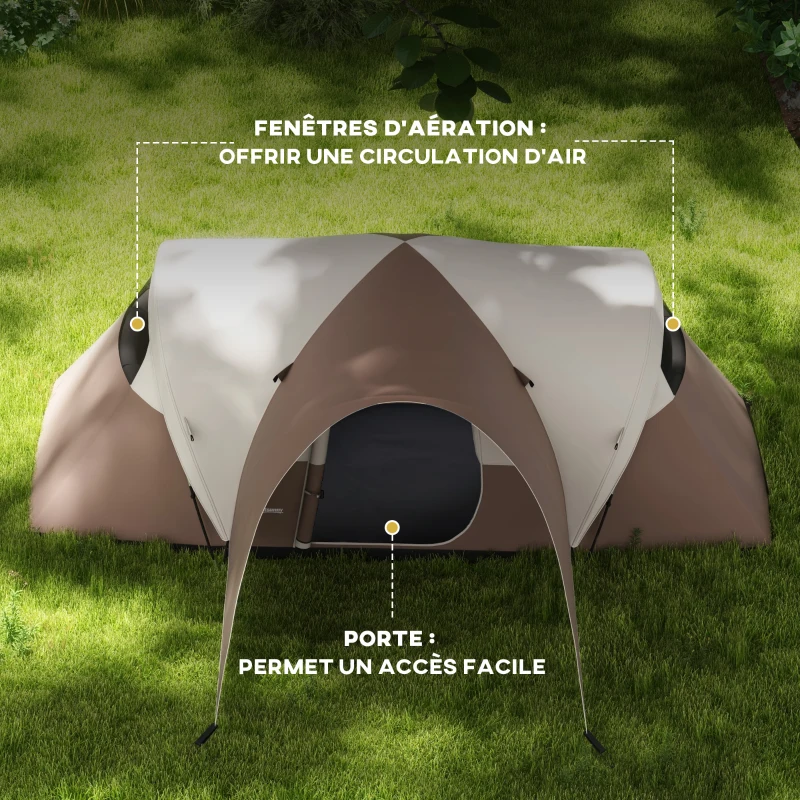 Outsunny Tente de camping familiale 5-6 personnes étanche légère ventilée avec sac de transport, dim. 550L x 300l x 198H cm
