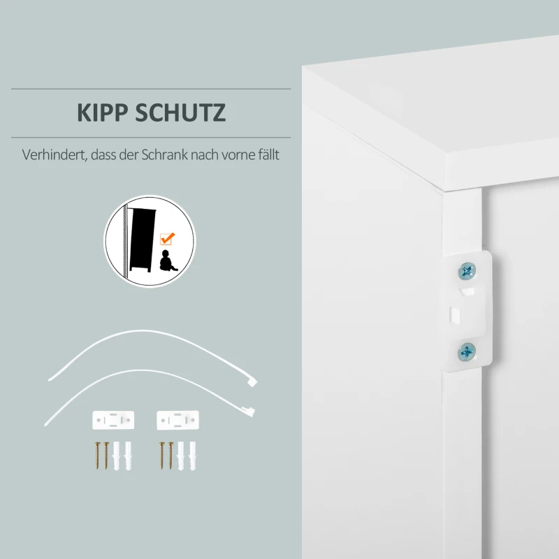 HOMCOM Aufbewahrungsschrank mit 2 Schubladen, 2 Türen, mit Kippschutz, für Wohnzimmer, Schlafzimmer, 79 x 36 x 74 cm, Weiß+Grau