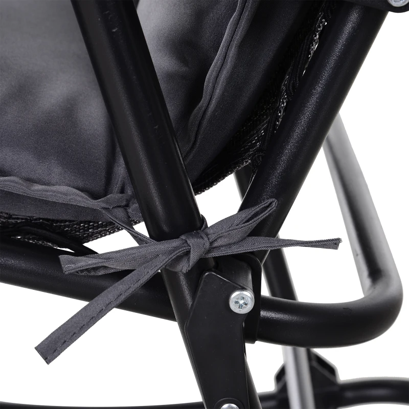 Outsunny Coussins de chaise longue - galettes de chaise de jardin - lot de 2 - dim. 120L x 50l cm - rembourrage 6 cm - cordons et ceinture d'attache - polyester gris foncé