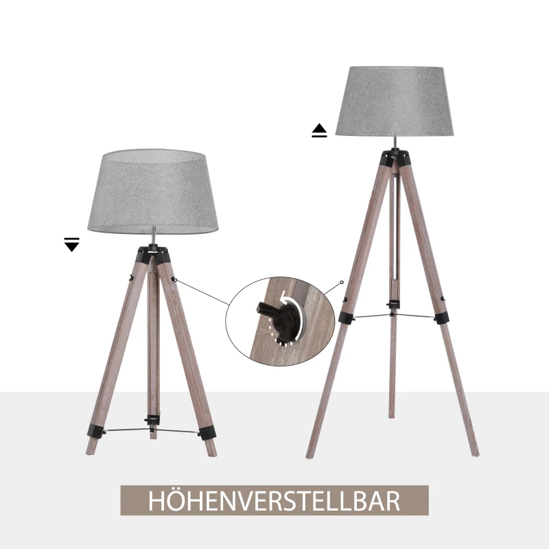 HOMCOM Stehlampe im Skandidesign,  Stehleuchte, Dreibeingestell, höhenverstellbar