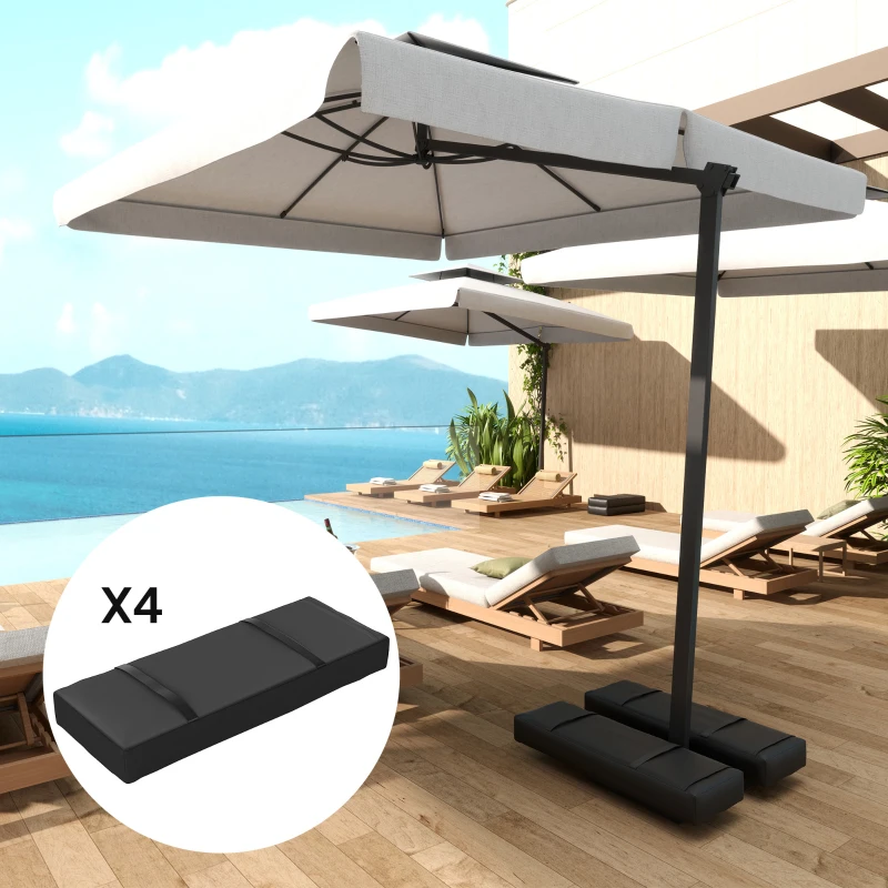 Outsunny Parasol Weights Set of 4, Parasol Base Weights Bags, 25kg Fillable Sandbag Weights with Handles, Cantilever Umbrella Base Weights, Black