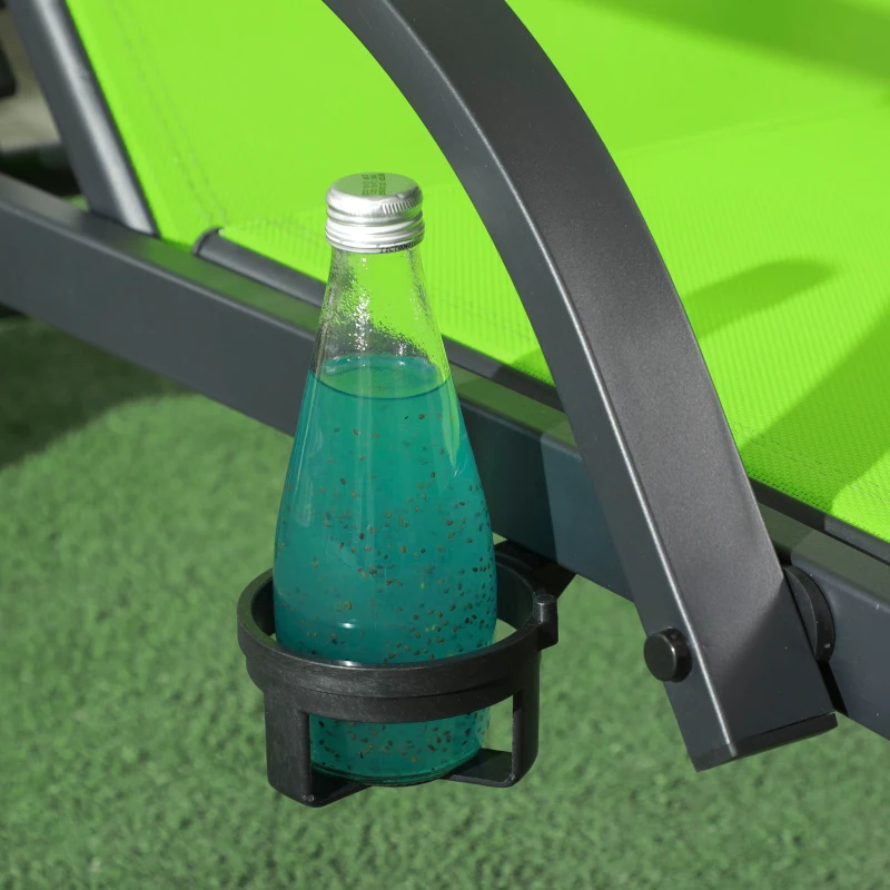 Outsunny Transat bain de soleil chaise longue dossier inclinable multi-positions avec pare-soleil réglable roulettes et oreiller